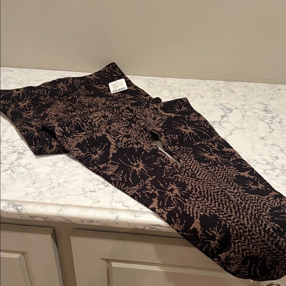Free People Black and Brown Patterned Leggings